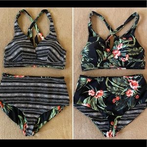 Torrid Hawaiian Floral/Geometric 2 in 1 reversible Bikini Swimsuit set size 00♥️